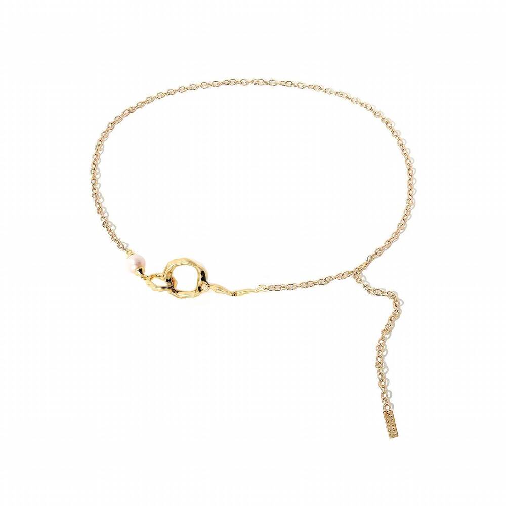 NEW ADRIANA PAPPAS women's posh pearl chain belt in gold